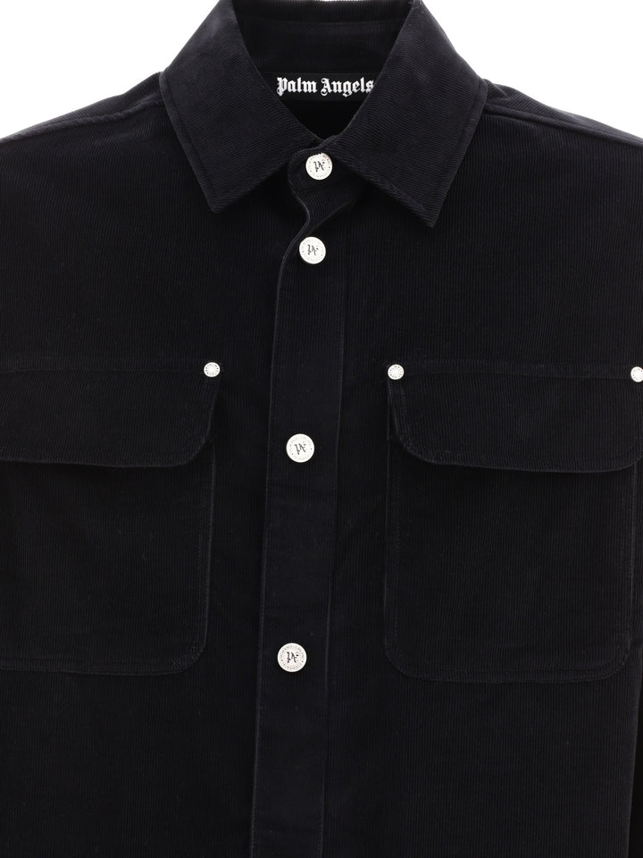 Logo Corduroy Overshirt Jacket Jackets Black