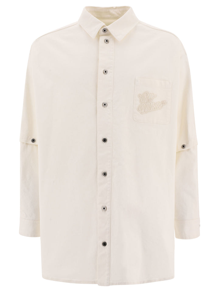 Embroidered Overshirt Jackets White