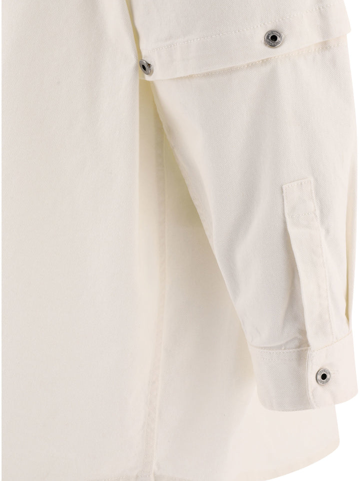 Embroidered Overshirt Jackets White