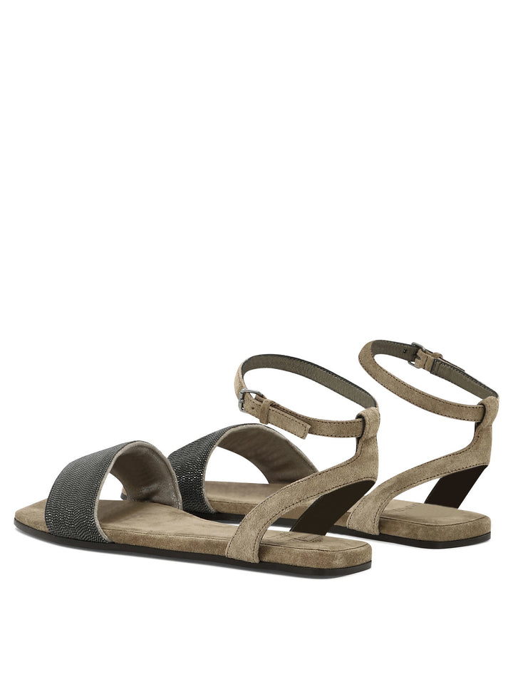 With Precious Strap Sandals Beige