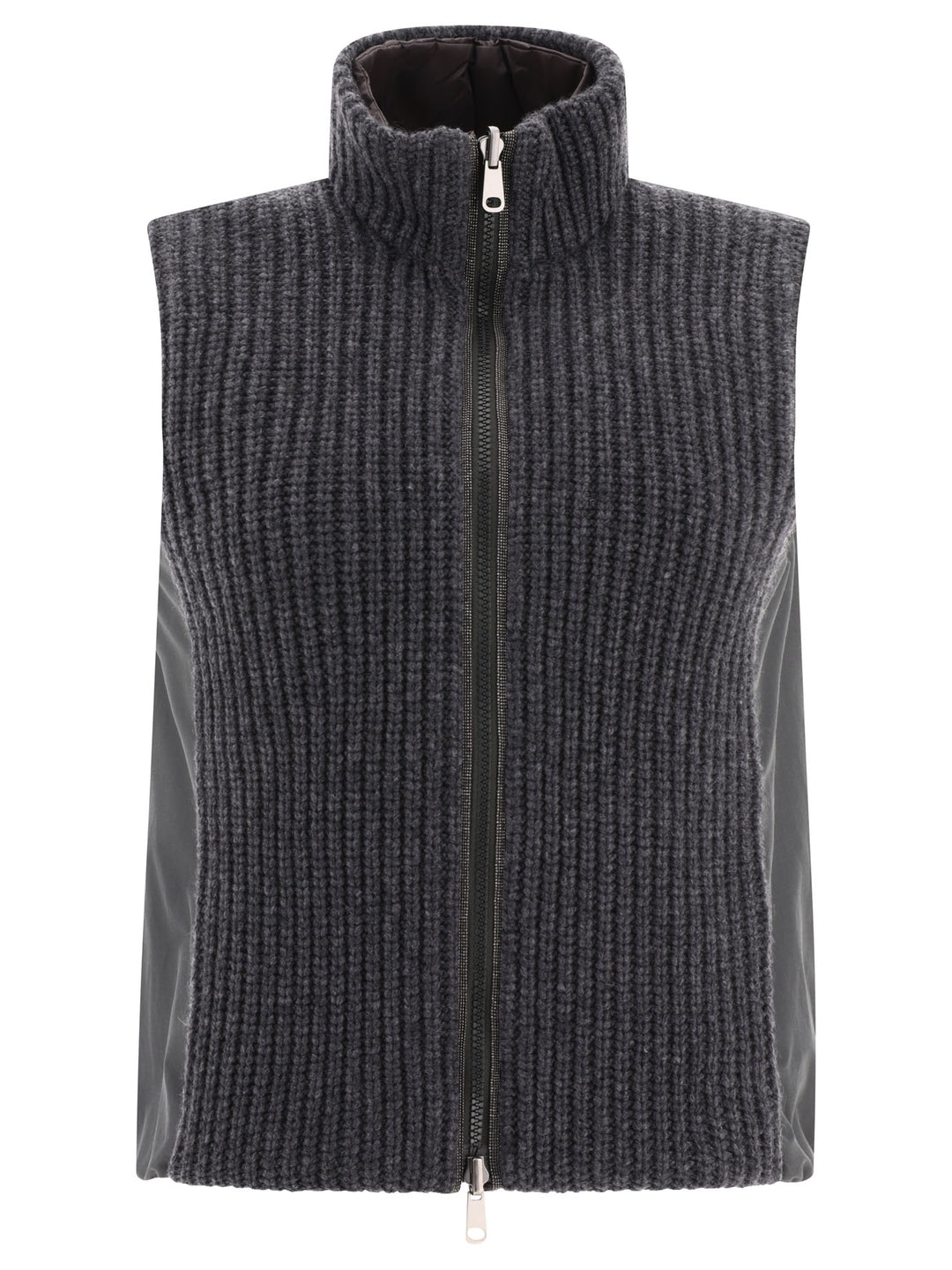 Reversible Cashmere Knit Vest With Monili Jackets Grey