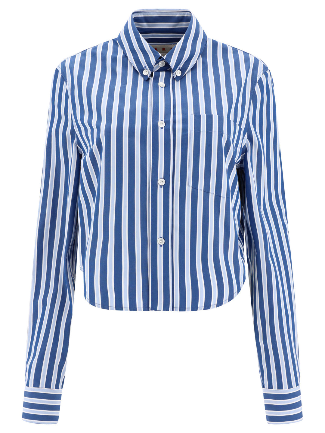 Striped Cropped Shirt Shirts Blue