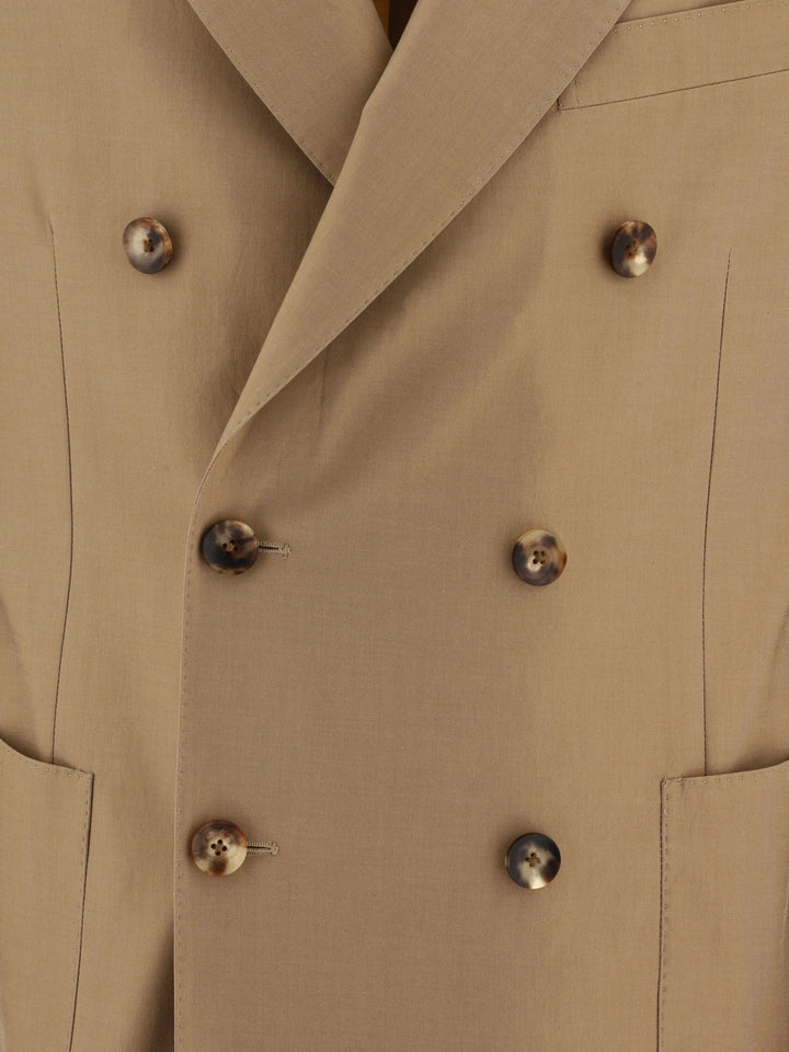 Unlined Double-Breasted Blazer Jackets Beige