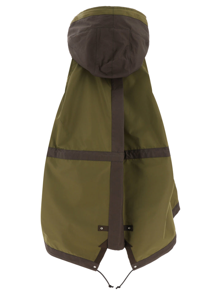 Taffeta Hooded Vest Coats Green