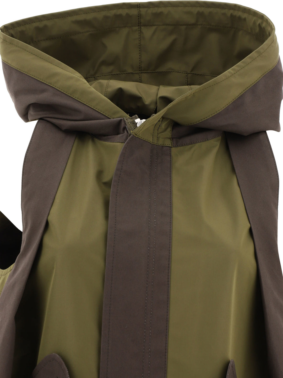 Taffeta Hooded Vest Coats Green