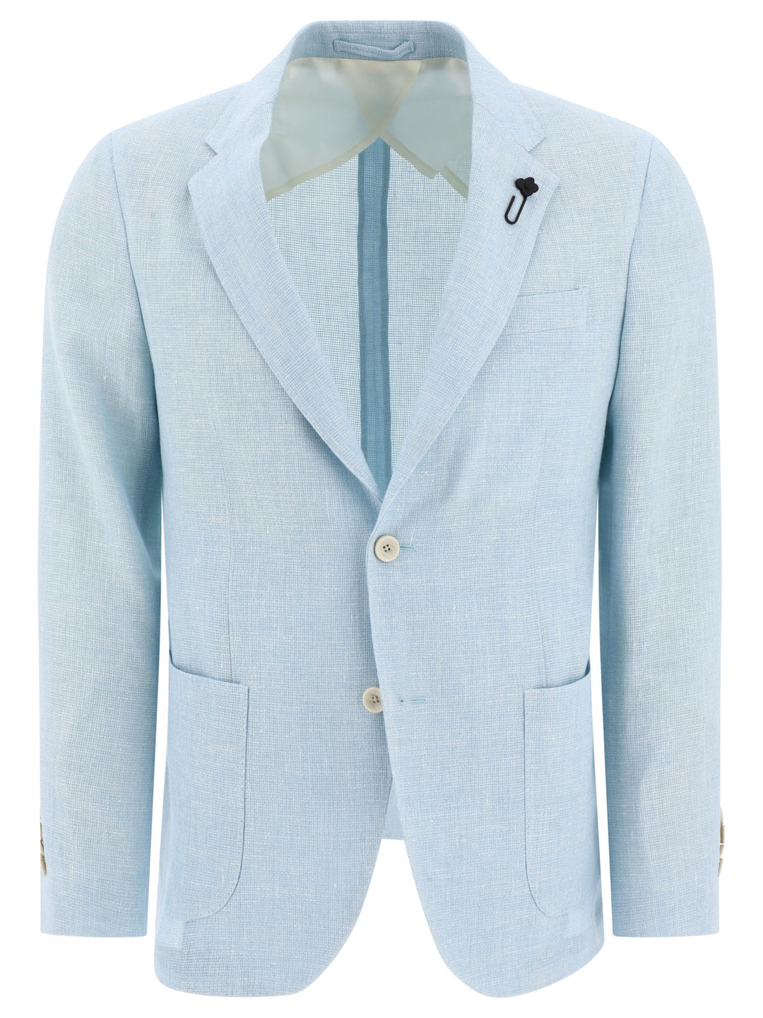 Single-Breasted Linen-Blend Blazer Jackets Light Blue