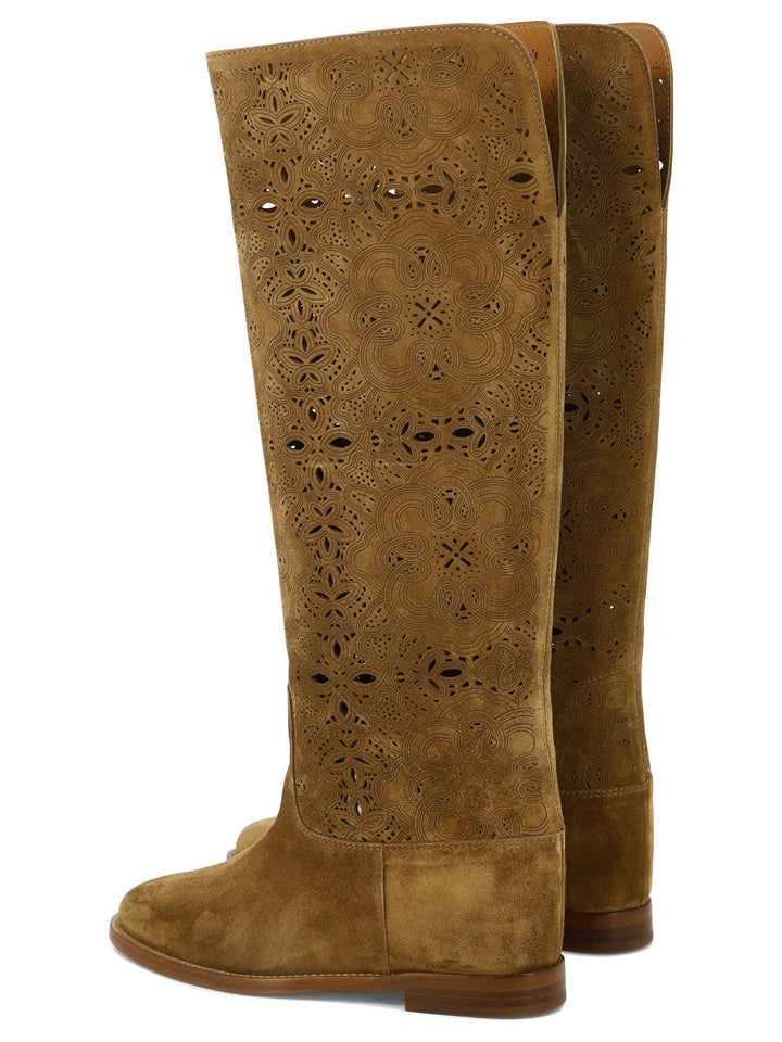 Suede Boots With Inlays Stivali & Stivaletti Beige