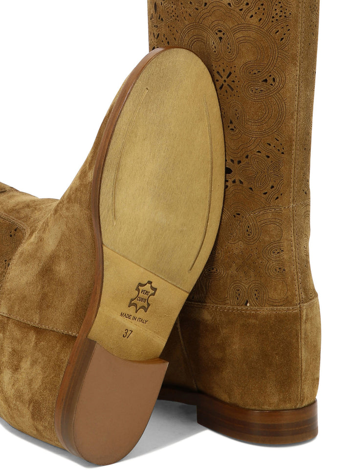 Suede Boots With Inlays Stivali & Stivaletti Beige