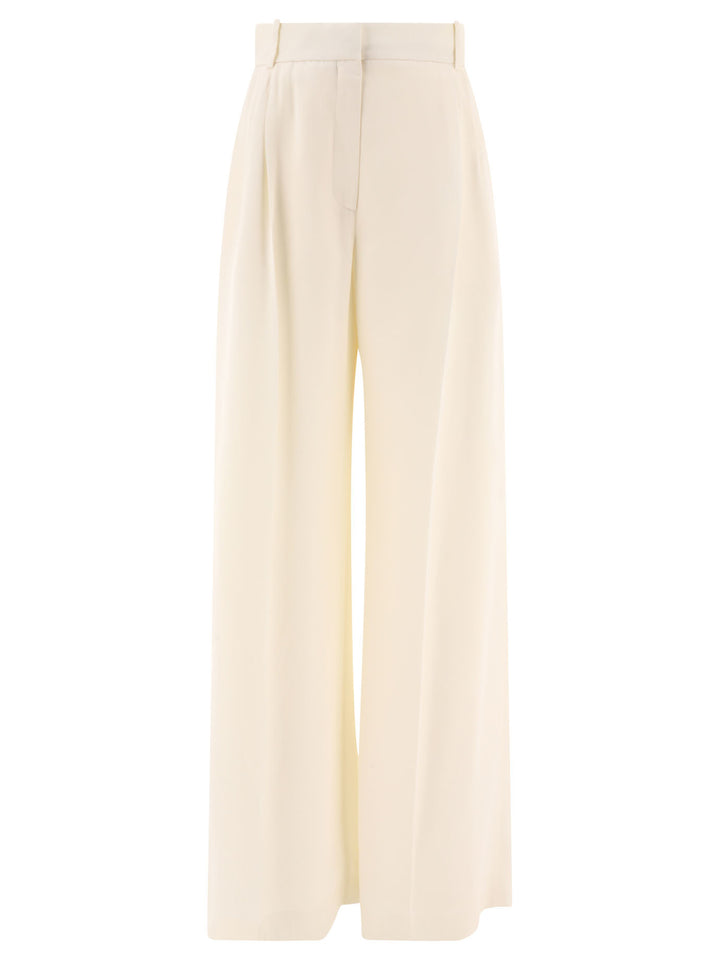 Double-Pleat Wide Leg Trousers White