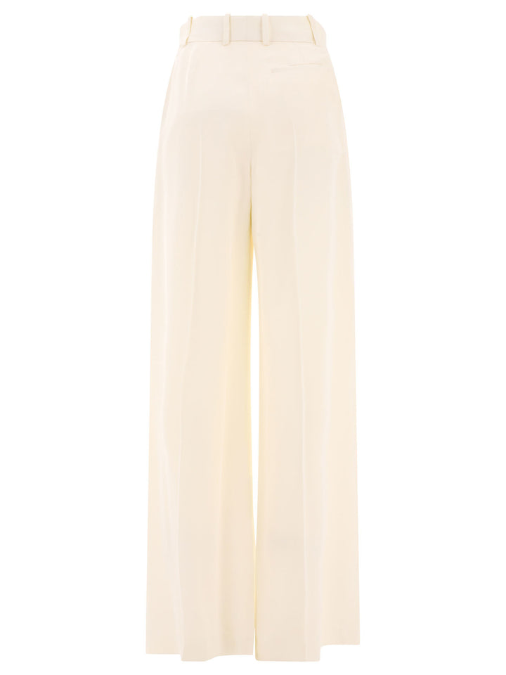 Double-Pleat Wide Leg Trousers White