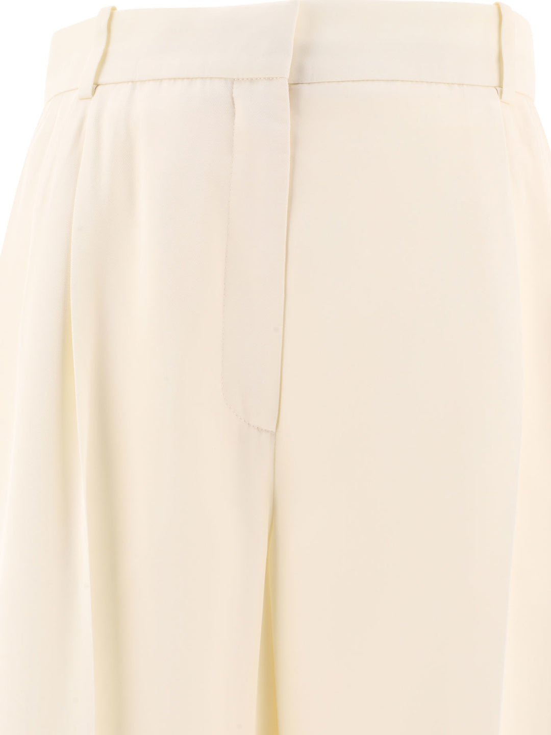 Double-Pleat Wide Leg Trousers White