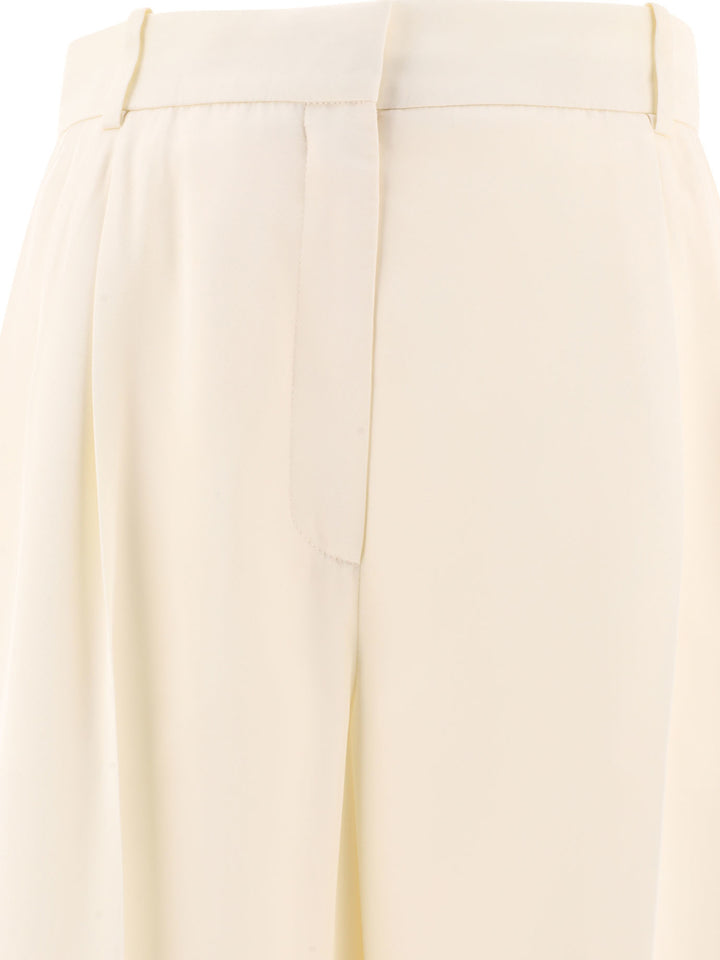 Double-Pleat Wide Leg Trousers White