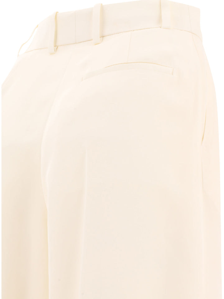 Double-Pleat Wide Leg Trousers White