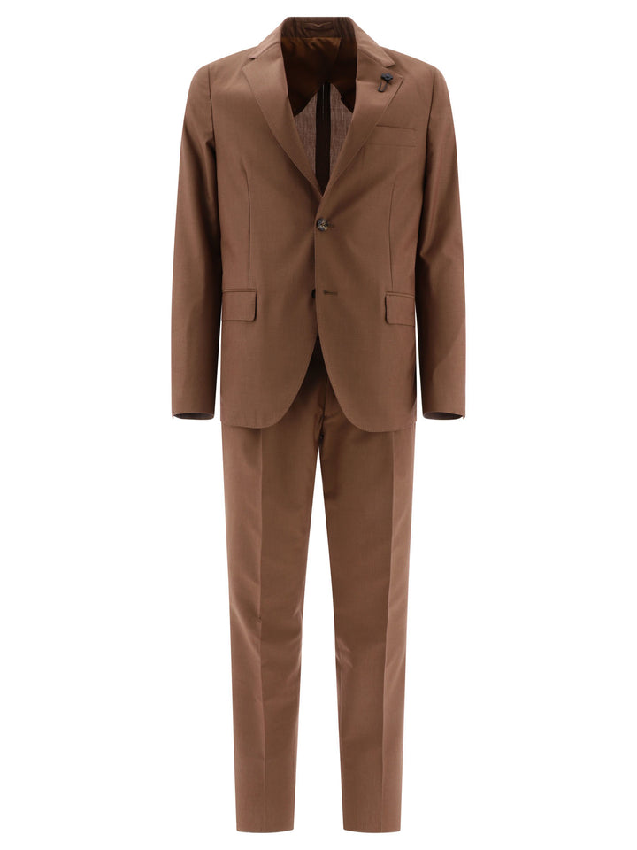 Wool Blend Single-Breasted Suit Suits Brown