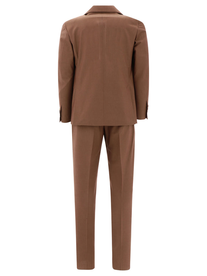 Wool Blend Single-Breasted Suit Suits Brown