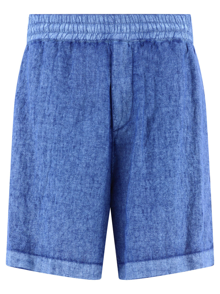 Linen S With Drawstrings Short Blue