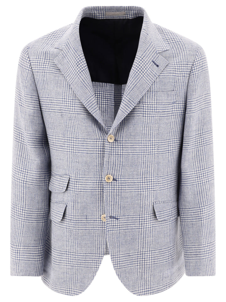 Prince Of Wales Deconstructed Blazer Jackets Light Blue