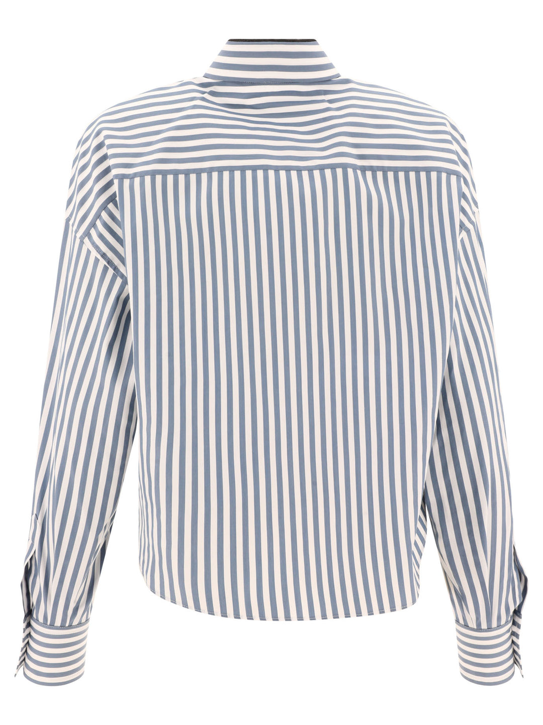 Striped Shirt With Shiny Collar Shirts Blue