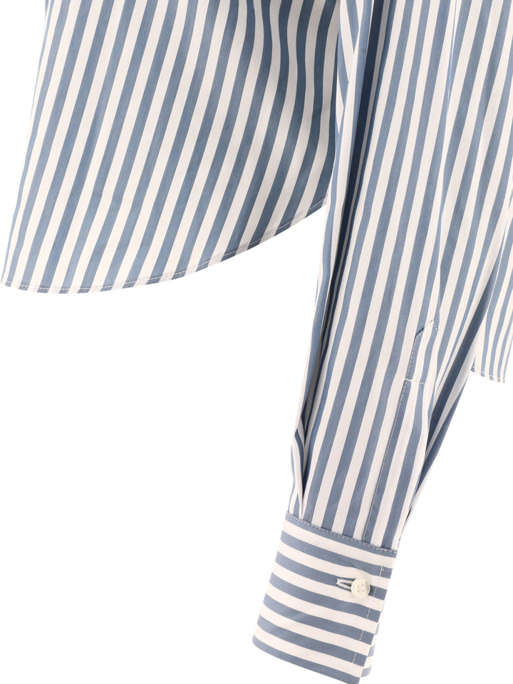 Striped Shirt With Shiny Collar Shirts Blue