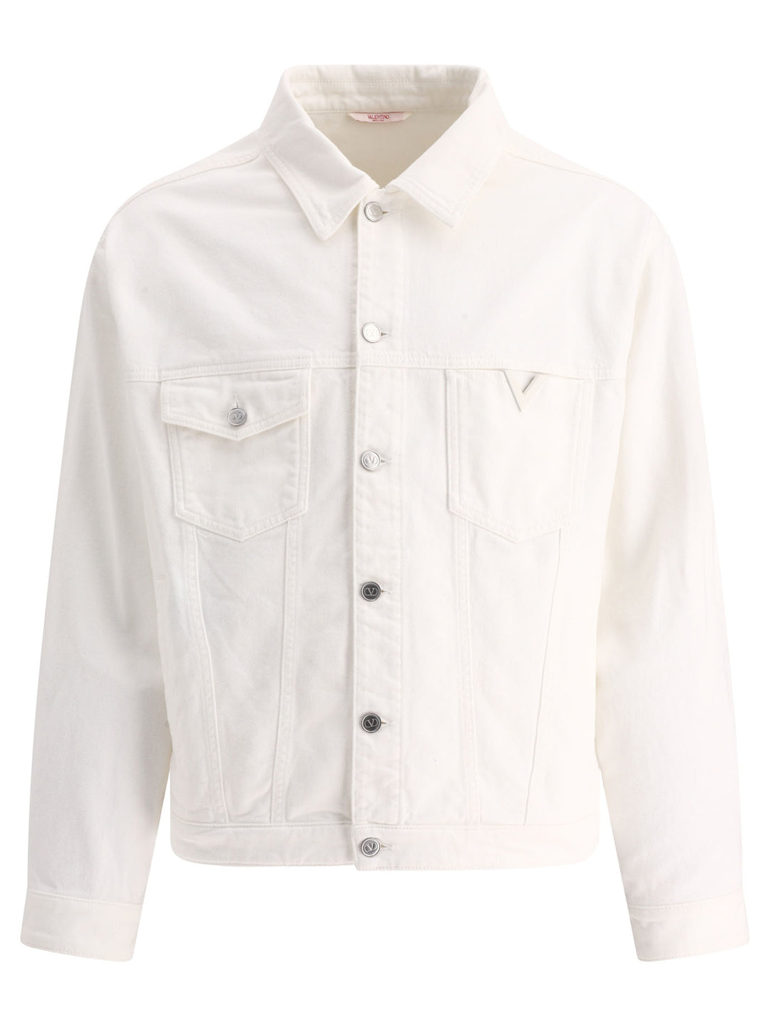 Denim Jacket With Rubberised V Detail Jackets White