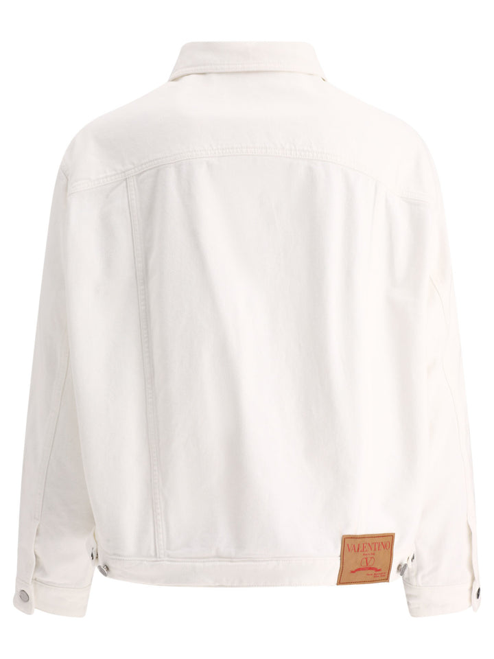 Denim Jacket With Rubberised V Detail Jackets White