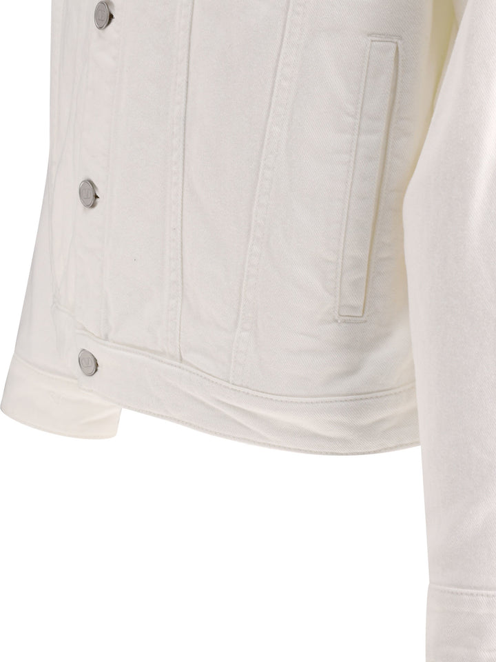 Denim Jacket With Rubberised V Detail Jackets White