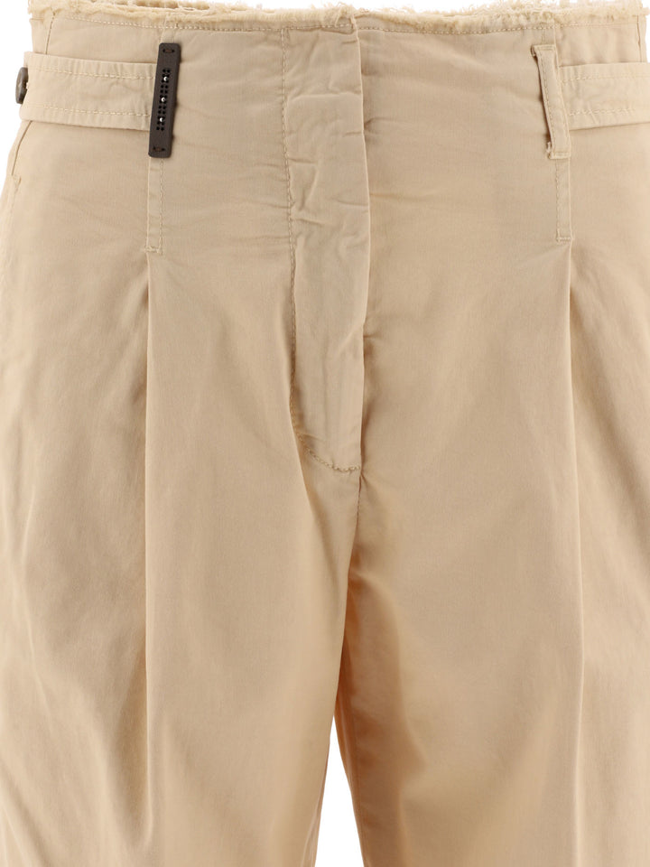 With Fringed Details Trousers Beige