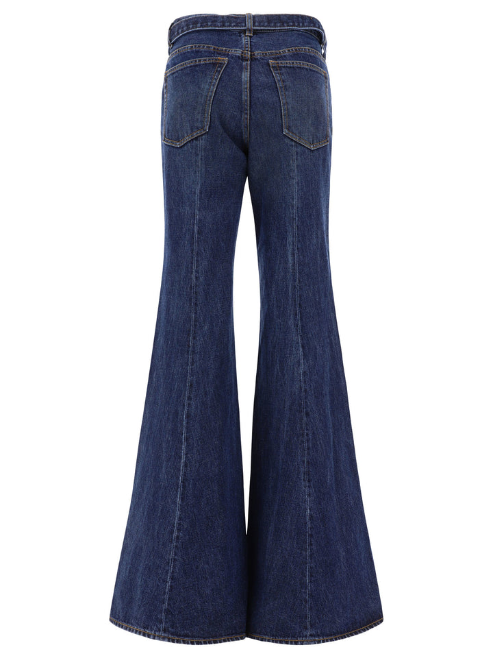 Belted Flared Jeans Blue