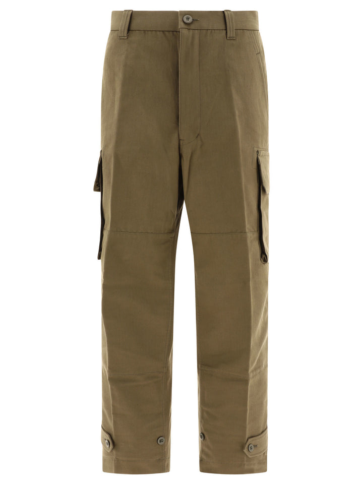 Cargo  In Herringbone Cotton Trousers Green