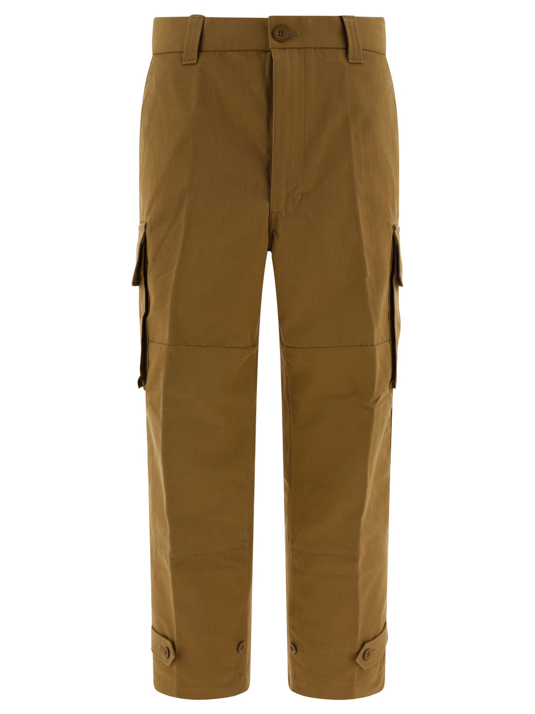 Cargo  In Herringbone Cotton Trousers Beige