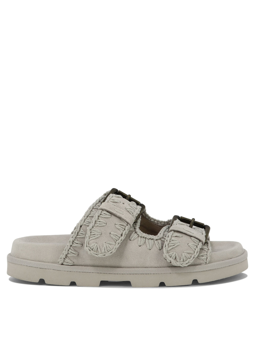 Double Buckle Sandals White