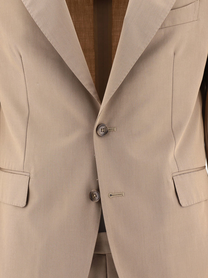 Wool-Blend Single-Breasted Suit Suits Brown