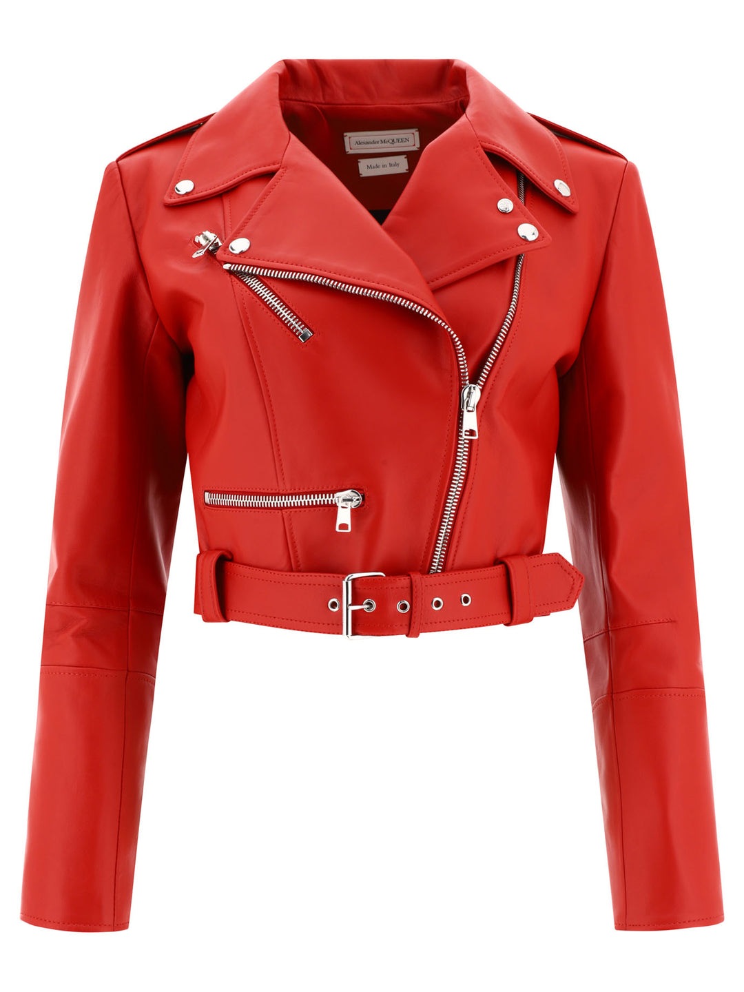 Biker Crop Jackets Red