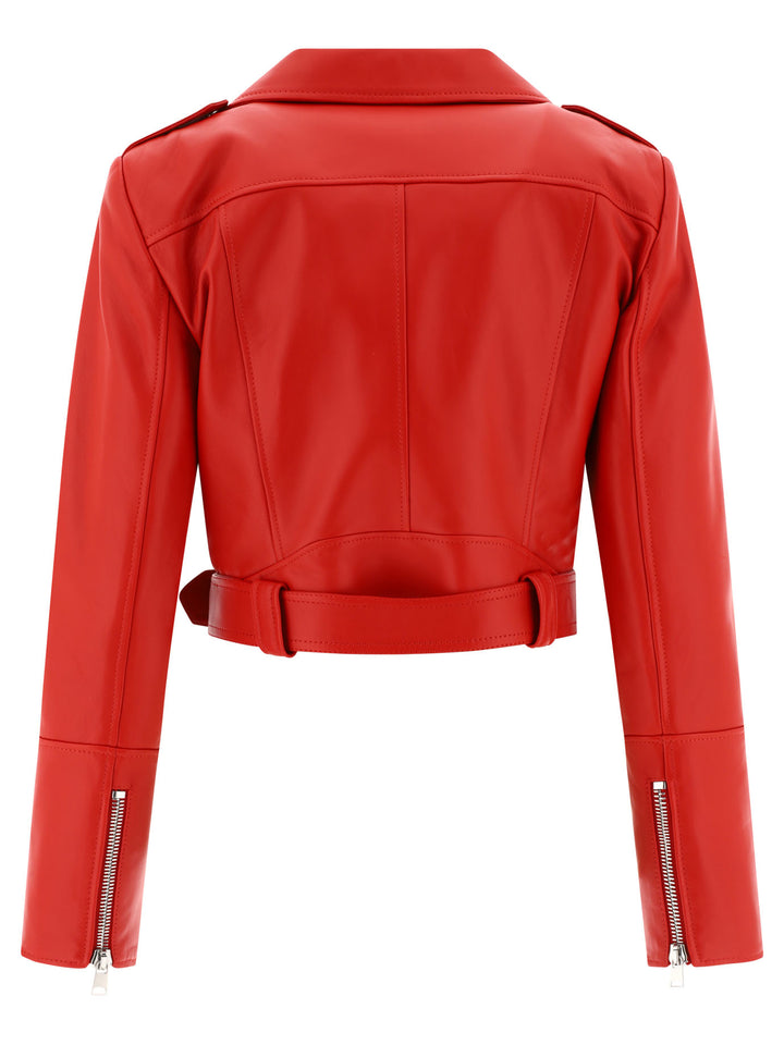 Biker Crop Jackets Red