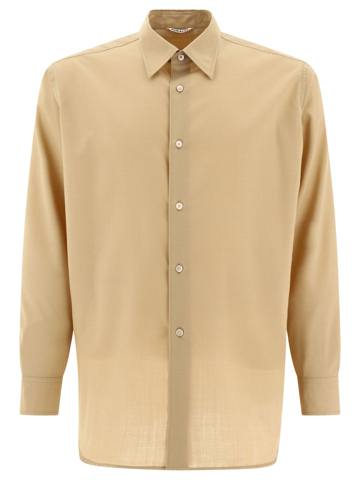 Superfine Tropical Wool Shirt Shirts Beige