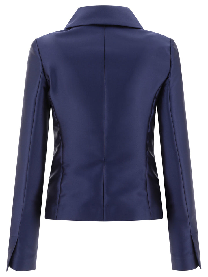 Satin Single-Breasted Blazer Jackets Blue