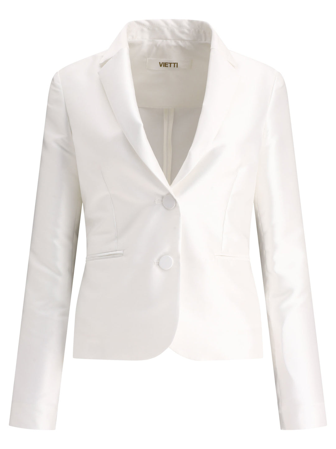 Satin Single-Breasted Blazer Jackets White