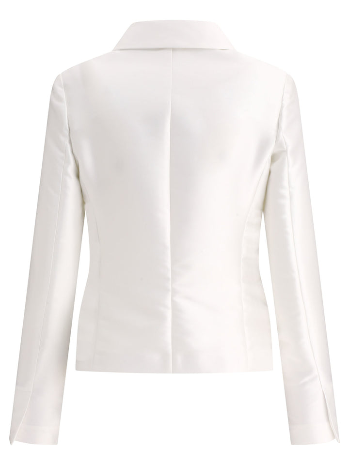 Satin Single-Breasted Blazer Jackets White