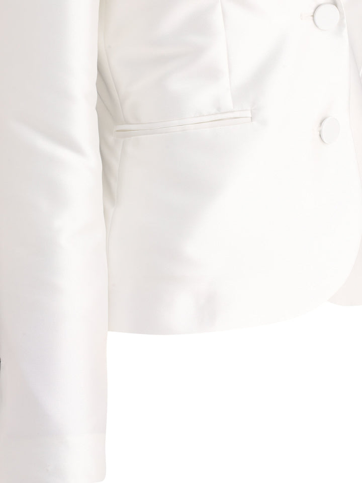 Satin Single-Breasted Blazer Jackets White