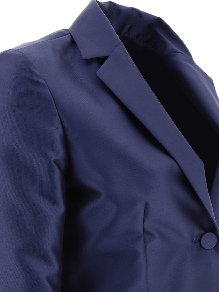 Satin Single-Breasted Blazer Jackets Blue