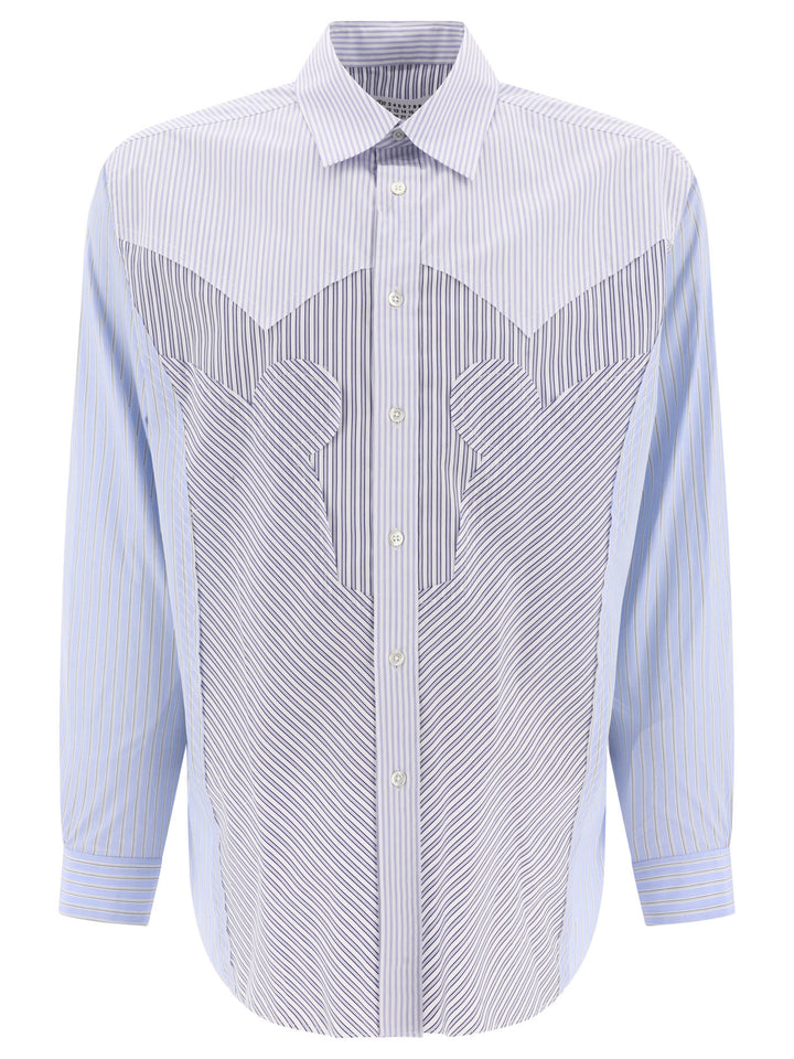 Yoke Stripe Cotton Shirt Shirts Light Blue