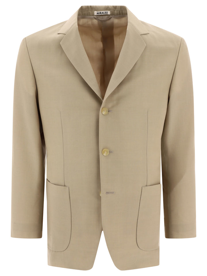 Tropical Wool And Mohair Blazer Jackets Beige