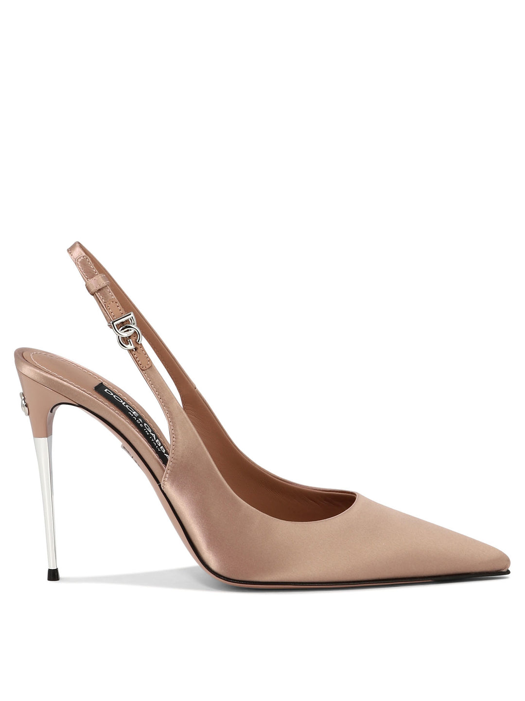 Satin Slingback Heeled Shoes Beige