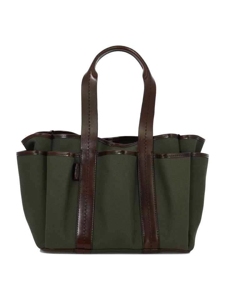 Canvas And Leather Giardiniera Tote Bag Shoulder Bags Green