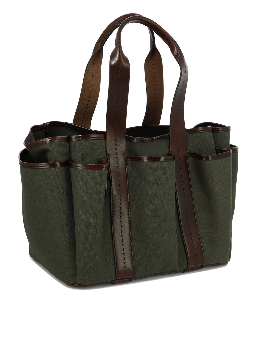 Canvas And Leather Giardiniera Tote Bag Shoulder Bags Green