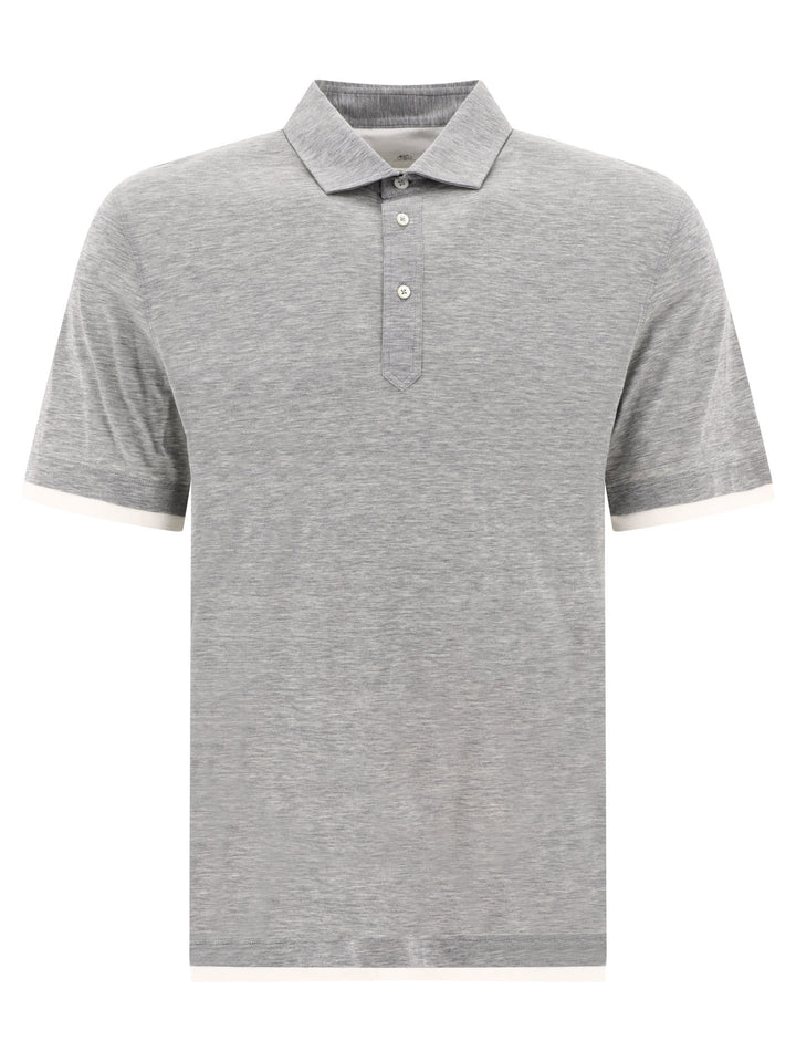 Faux Layering Polo Shirts Grey