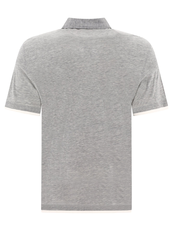 Faux Layering Polo Shirts Grey