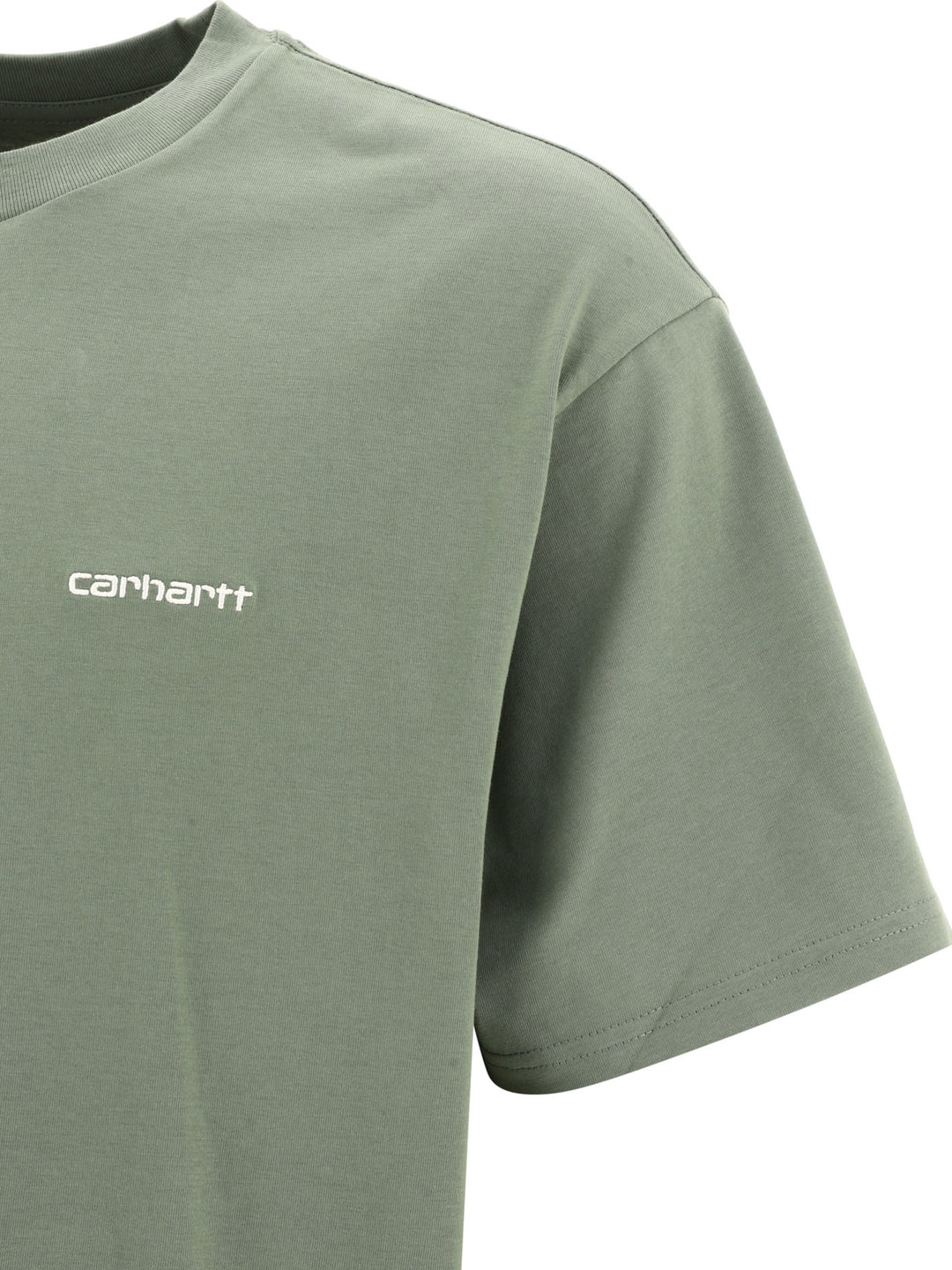 Script Embroidery T-Shirts Green