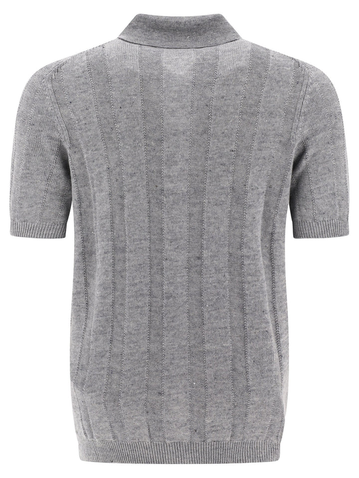 Textured Rib Knit Shirt Shirts Grey