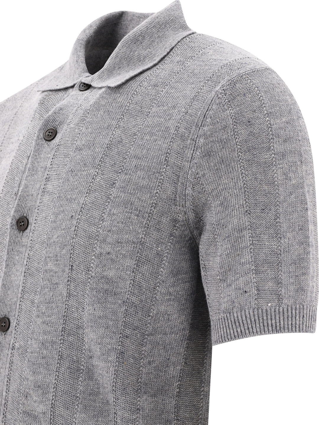 Textured Rib Knit Shirt Shirts Grey